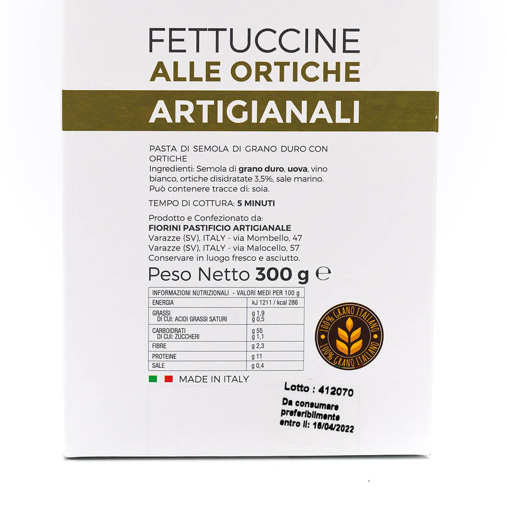 Fettuccine integrali alle ortiche - La Gaia - Fiorini - Ingredienti