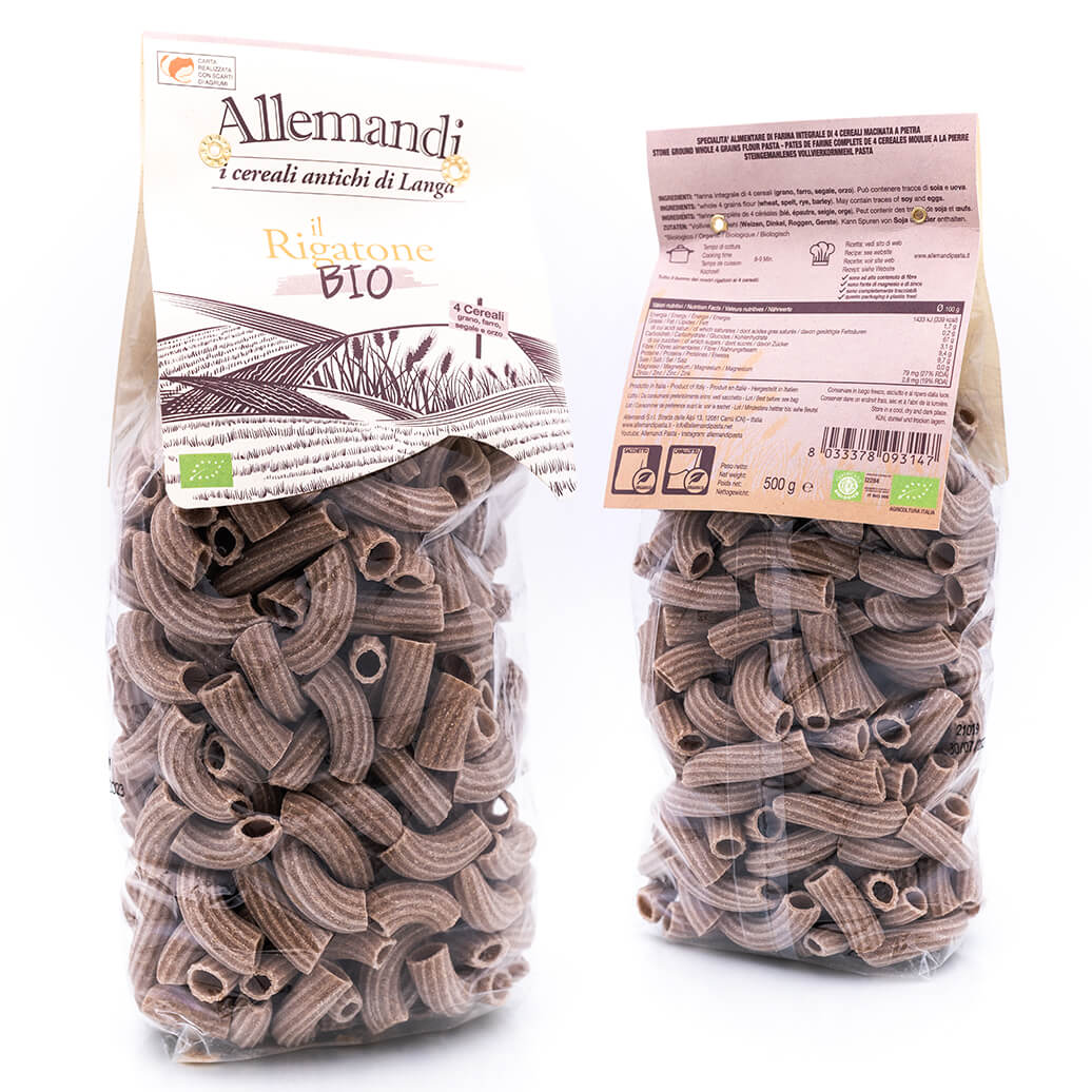 Rigatoni integrali ai 4 cereali - Biologica - Pastificio Allemandi