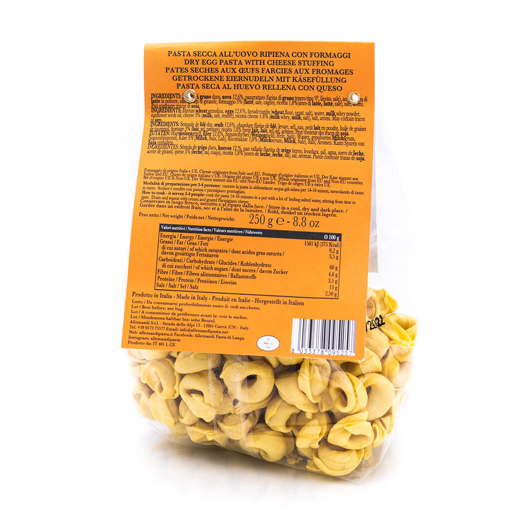Tortellini con formaggio - Pasta all'uovo ripiena - Allemandi Retro