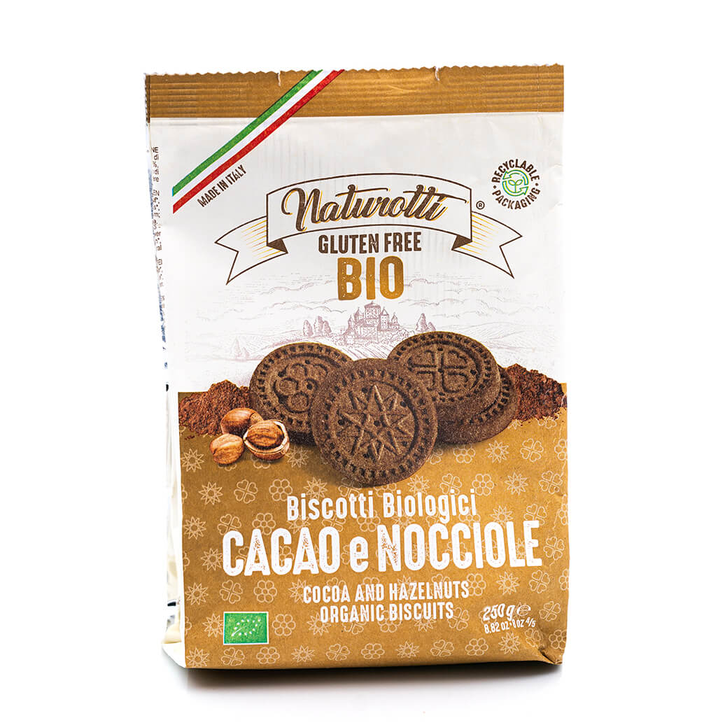 Biscotti biologici cacao e nocciole - Senza glutine - Naturotti Fronte