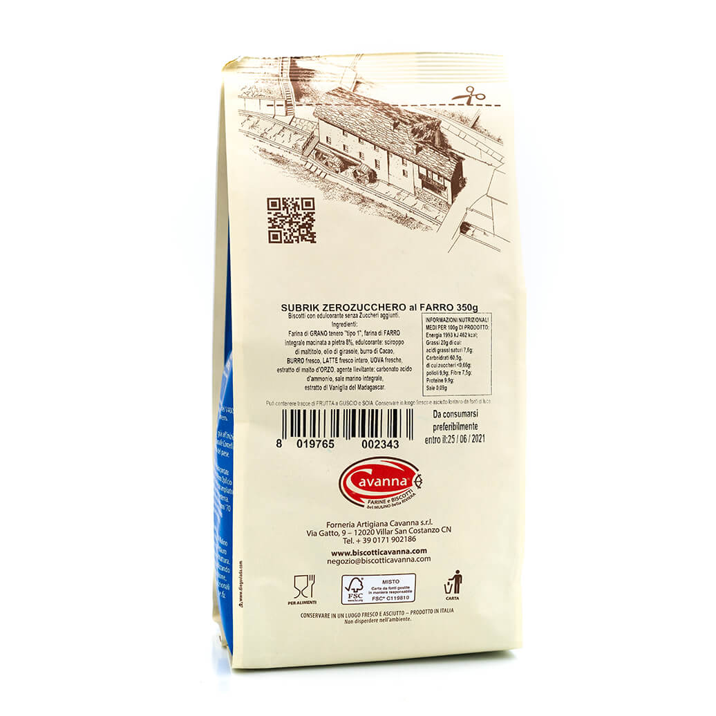Biscotto Subrik al farro – Senza zucchero – Cavanna Retro