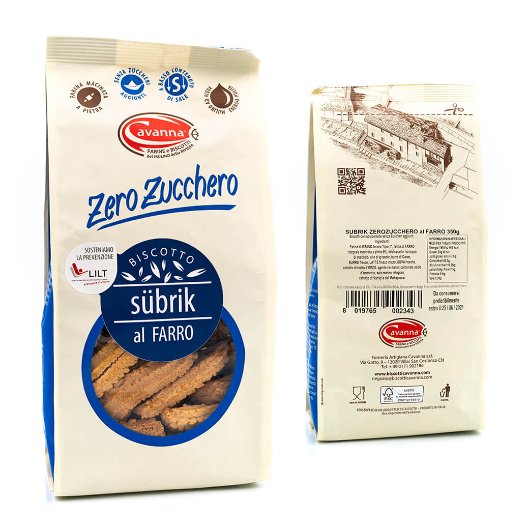 Biscotto Subrik al farro – Senza zucchero – Cavanna