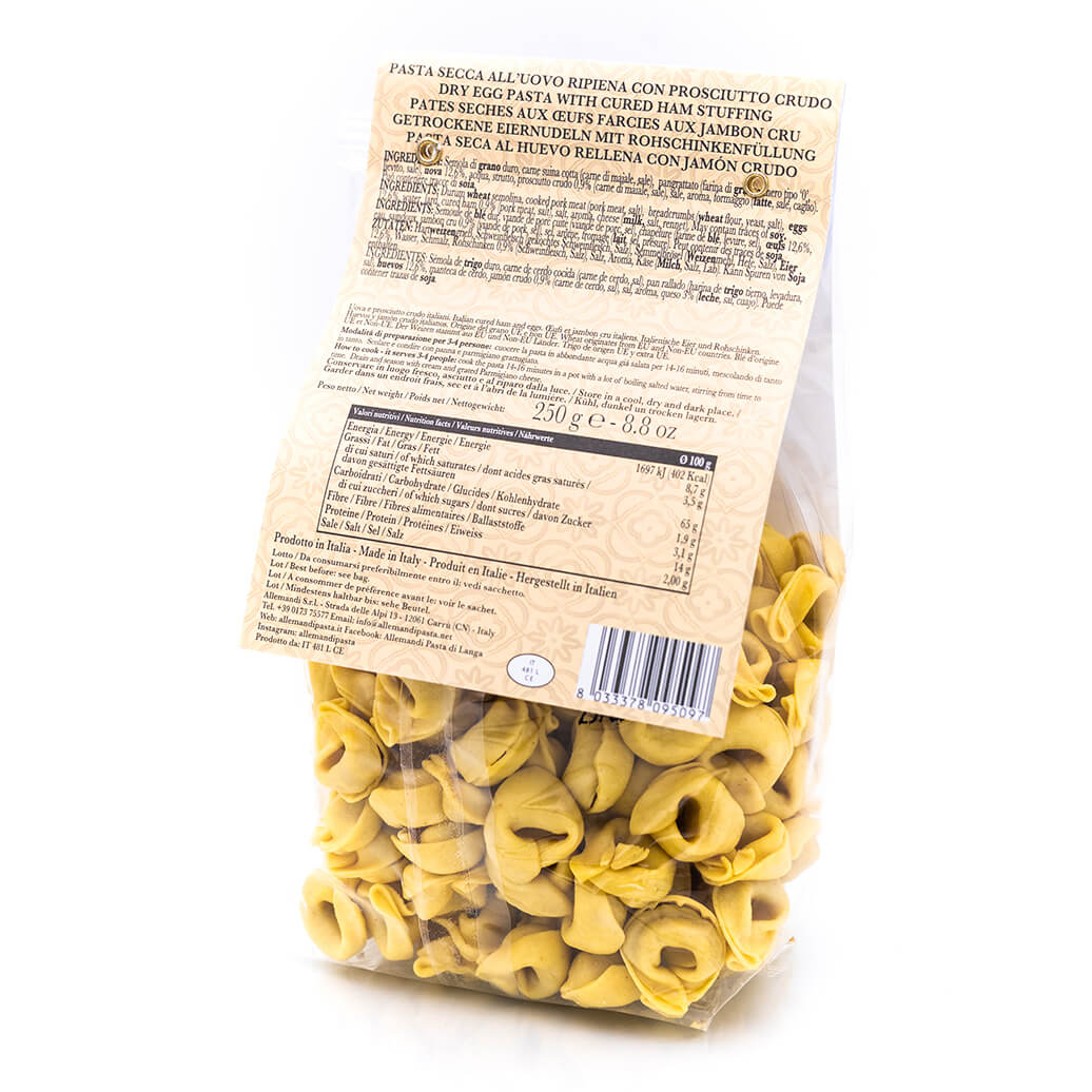Tortellini con prosciutto crudo - Pasta all'uovo - Allemandi Retro