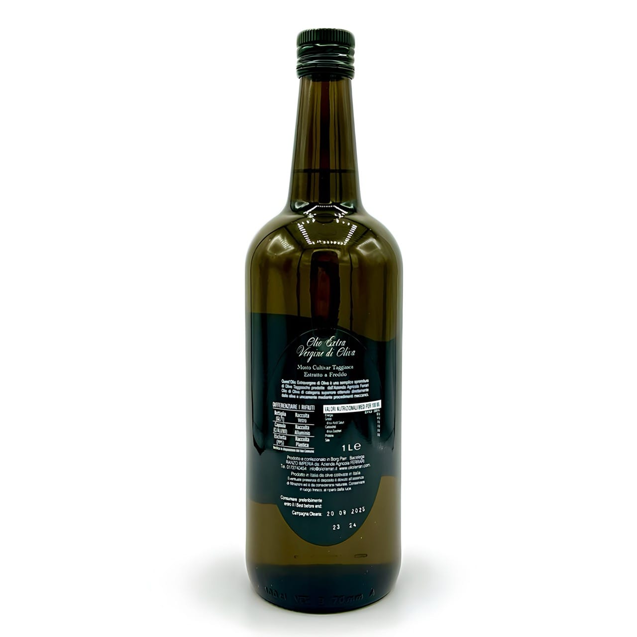 Olio Extra Vergine di Oliva Mosto Cultivar Taggiasca - Ferrari - Litro Saporelite